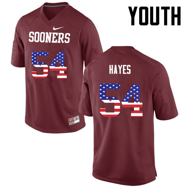 Youth Oklahoma Sooners #54 Marquis Hayes College Football USA Flag Fashion Jerseys-Crimson